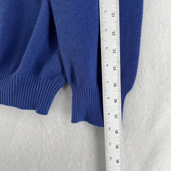 Club Room Sweater Men's Sz XL Blue Knitted Quarter Zip Ribbed Trim Mock Neck - Picture 4 of 13